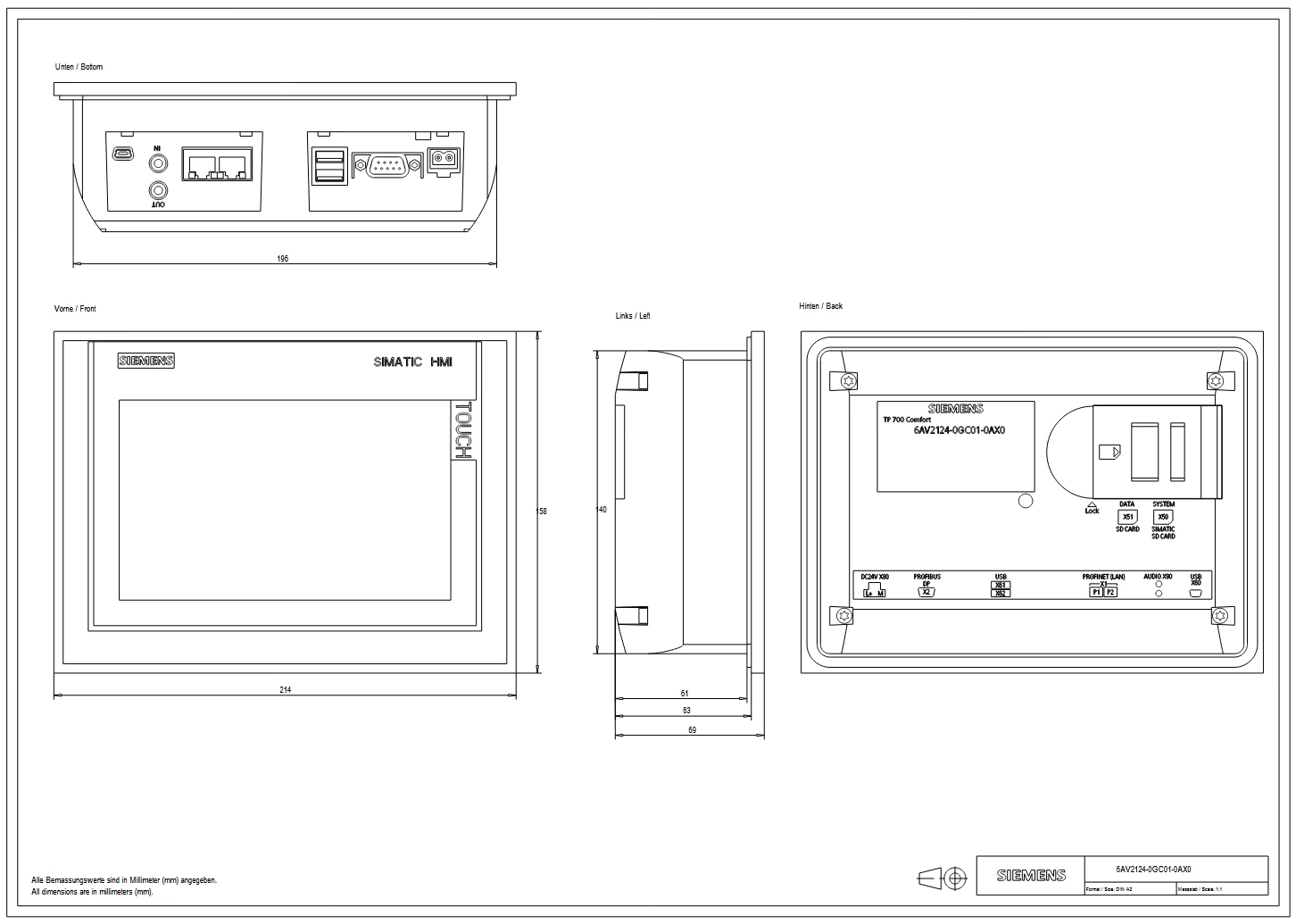 HMI TP700 Comfort panel - 6AV2124-0GC01-0AX0