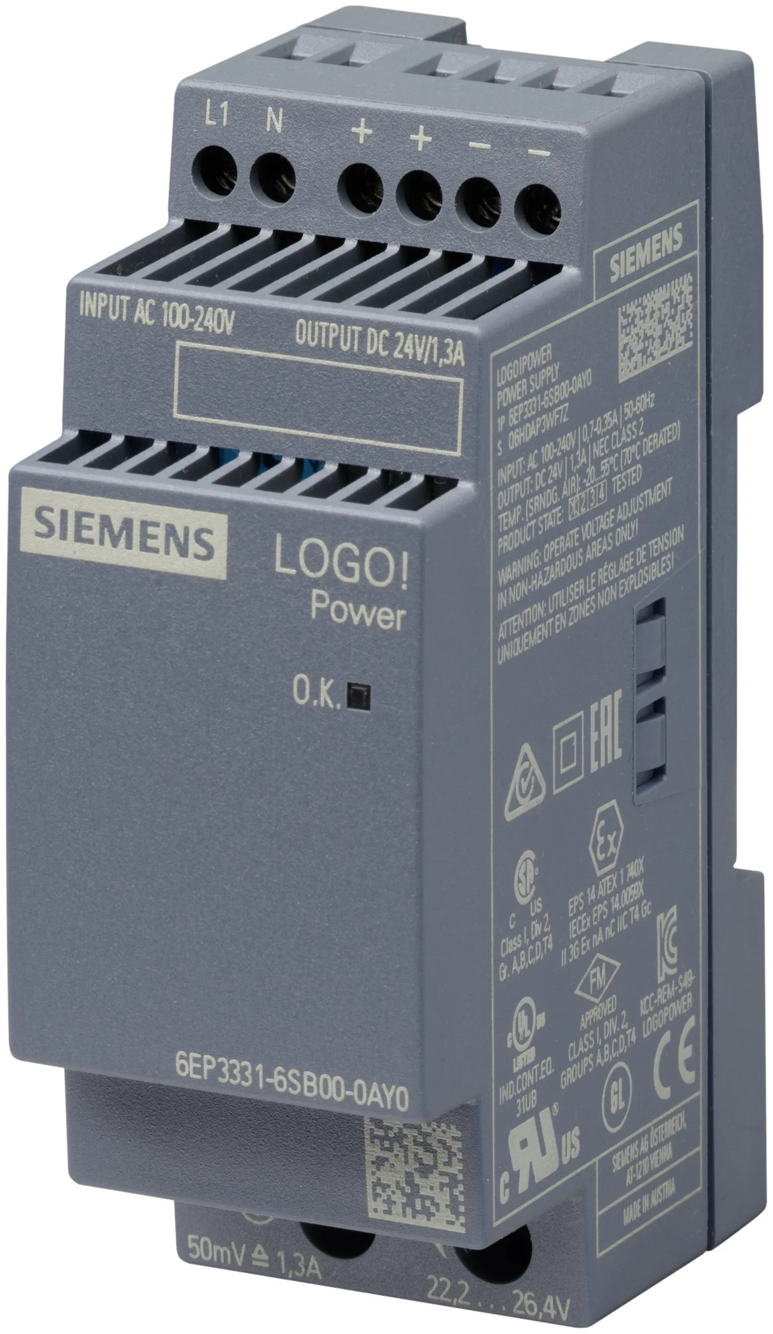 6EP3331-6SB00-0AY0 LOGO!POWER 24 V / 1,3 A