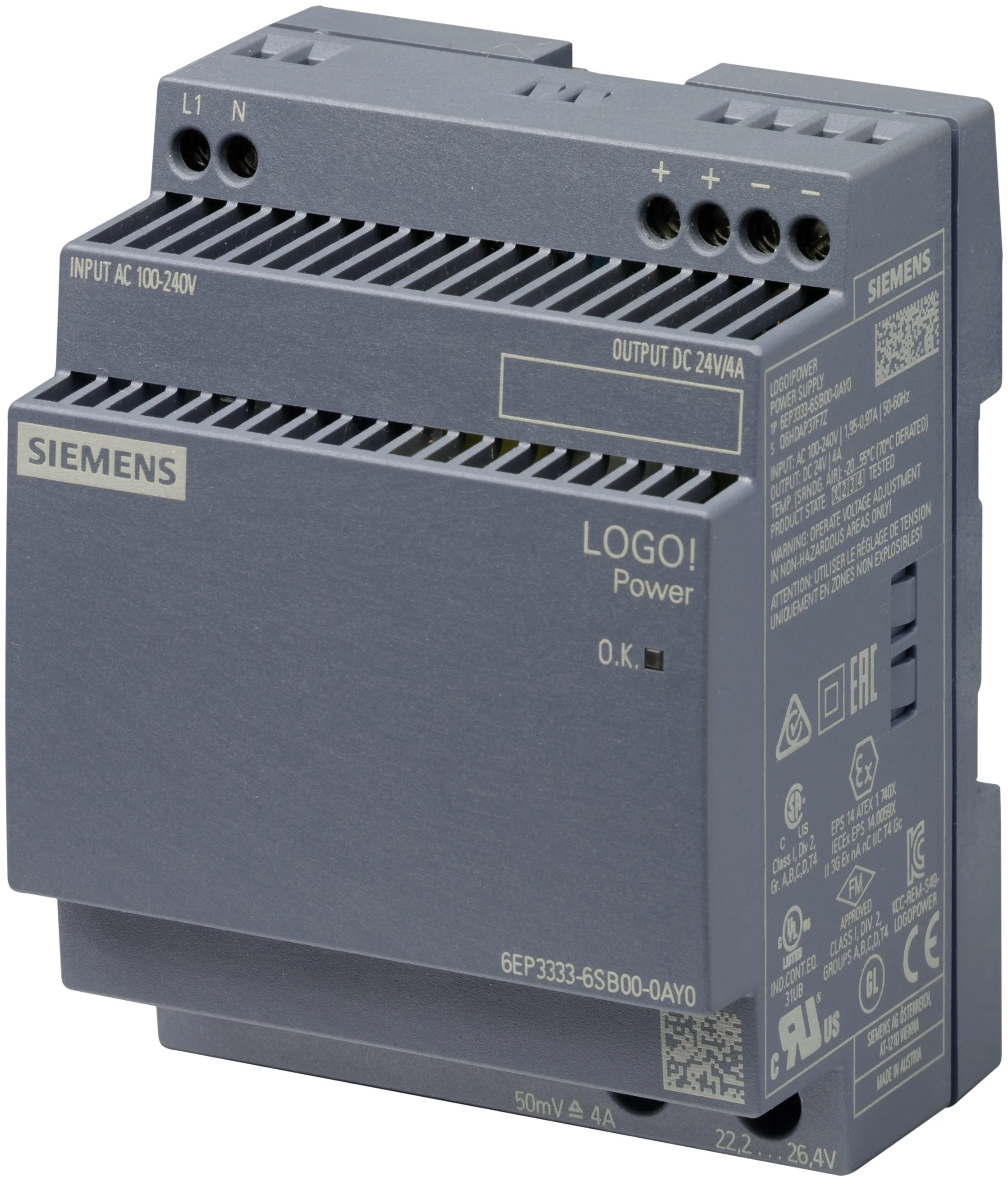 6EP3333-6SB00-0AY0 LOGO!POWER 24 V / 4 A