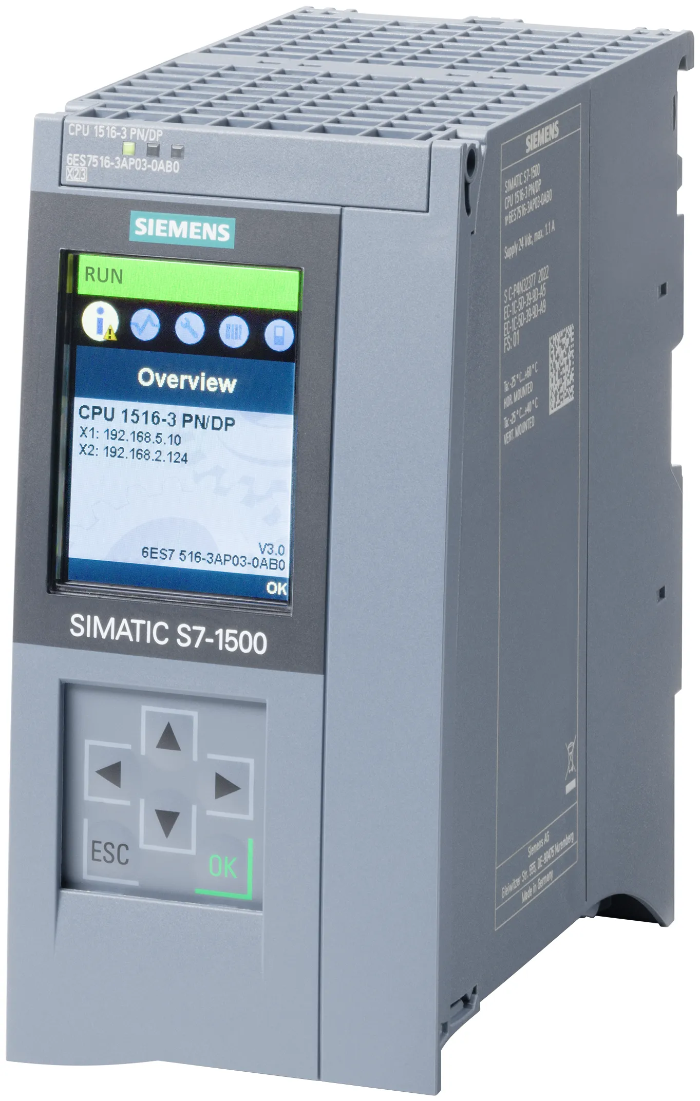 6AG1516-3AP03-2AB0 SIPLUS S7-1500 CPU 1516-3 PN