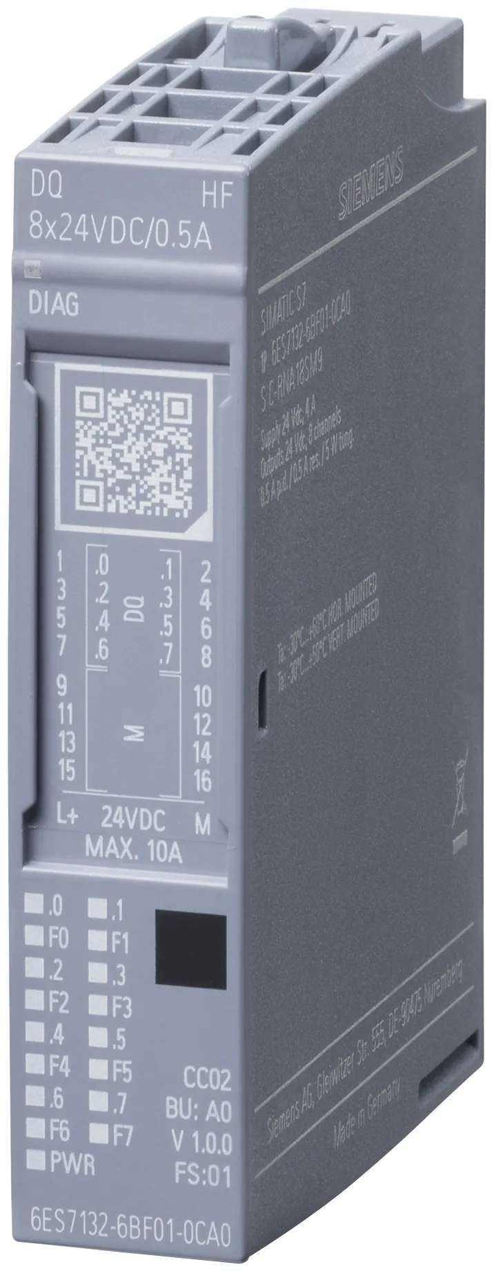 6ES7132-6BF01-0CA0 moduł wyjść cyfrowych SIMATIC ET 200SP 8 DO 24 V DC 0.5A HF
