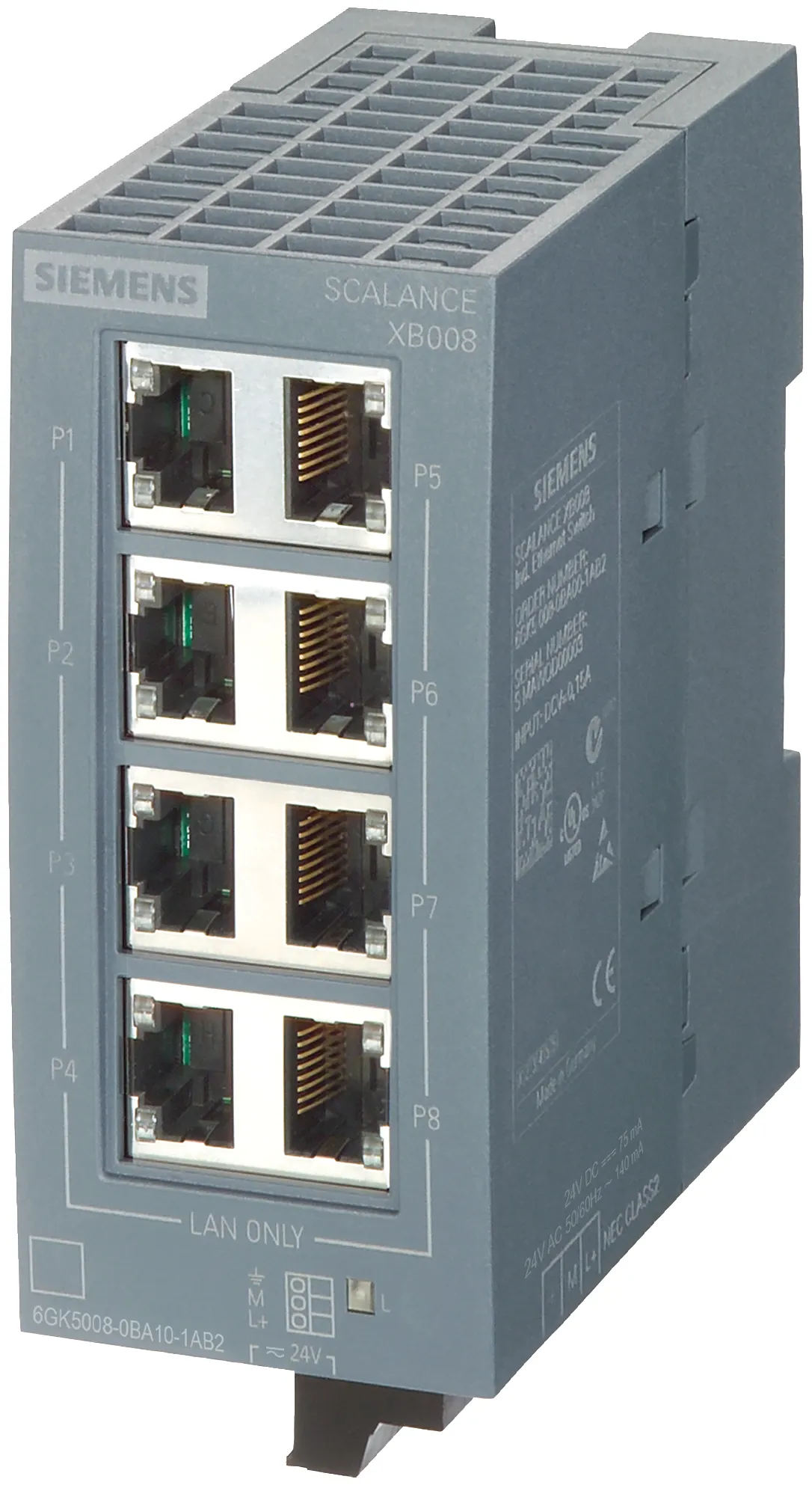 6GK5008-0BA10-1AB2 Scalance XB008 niezrządzalny przemysłowy switch Ethernet 10/100 Mbit/s