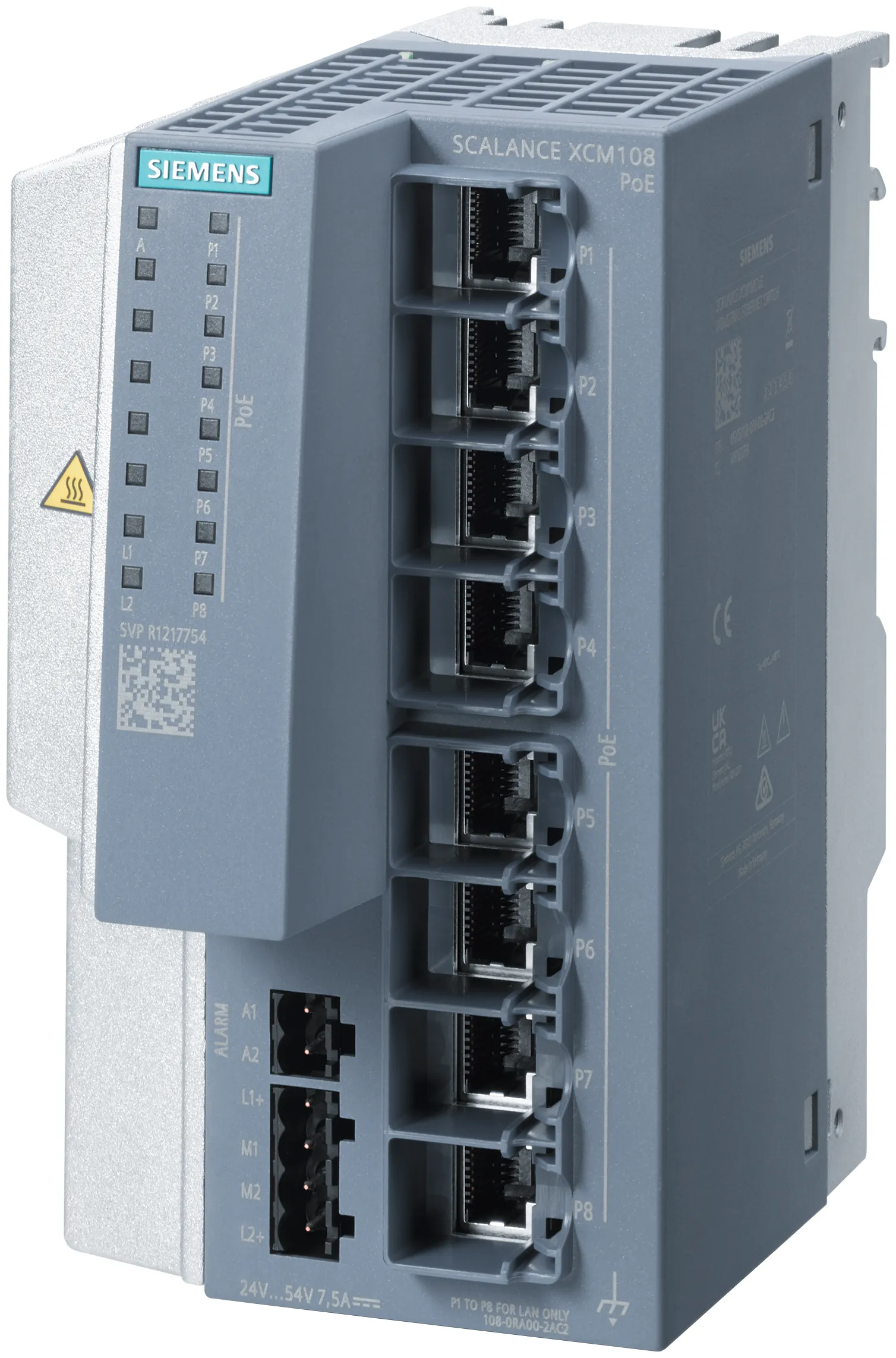 6GK5108-0RA00-2AC2 SCALANCE XCM108POE niezarządzalny przełącznik przemysłowy Ethernet 8x RJ45 PoE
