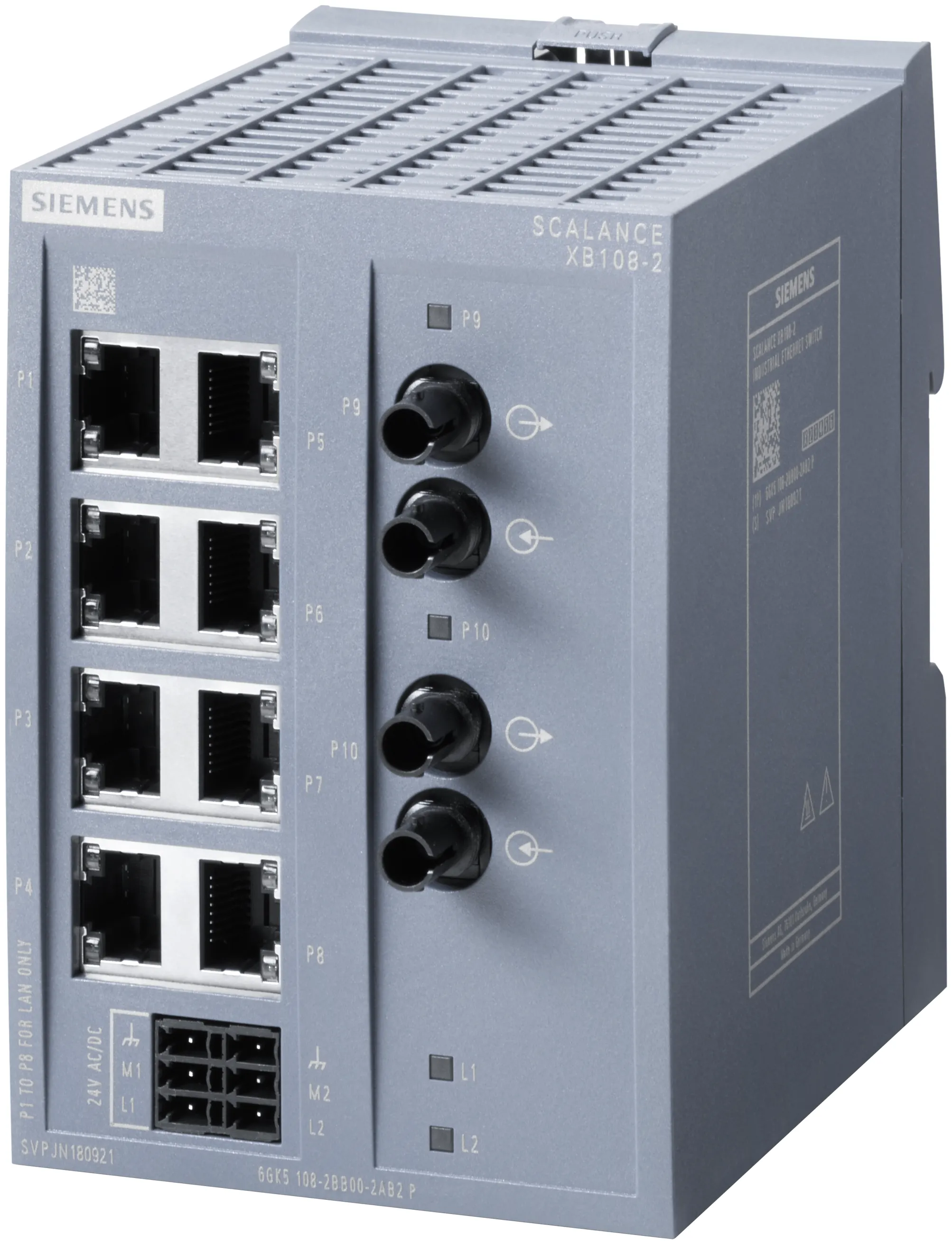 6GK5108-2BB00-2AB2 SCALANCE XB108-2 niezarządzalny przełącznik IE 8x 10/100 Mbit/s 2x 100 Mbit/s BFOC