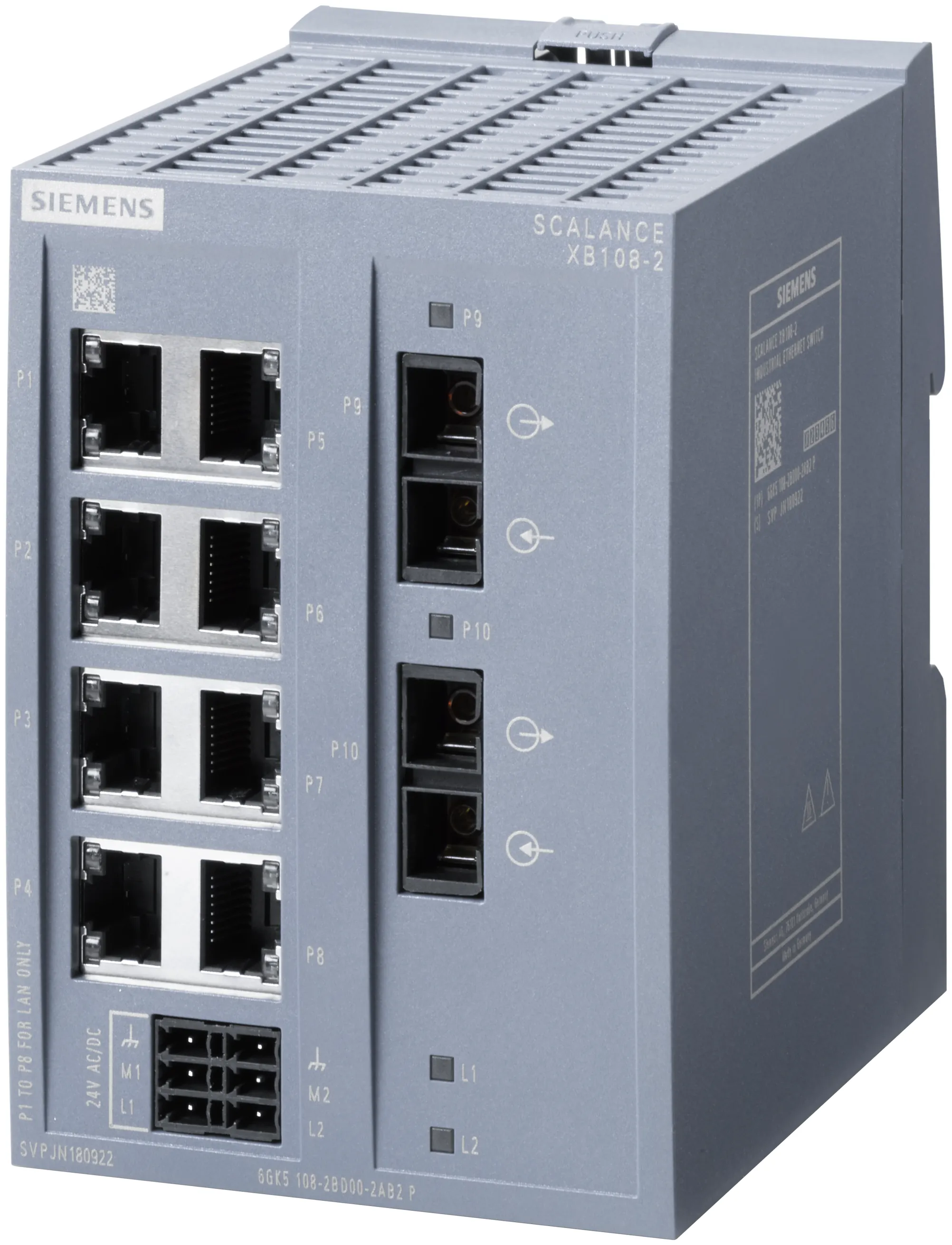 6GK5108-2BD00-2AB2 SCALANCE XB108-2 niezarządzalny switch IE 8x 10/100 Mbit/s 2x 100 Mbit/s SC