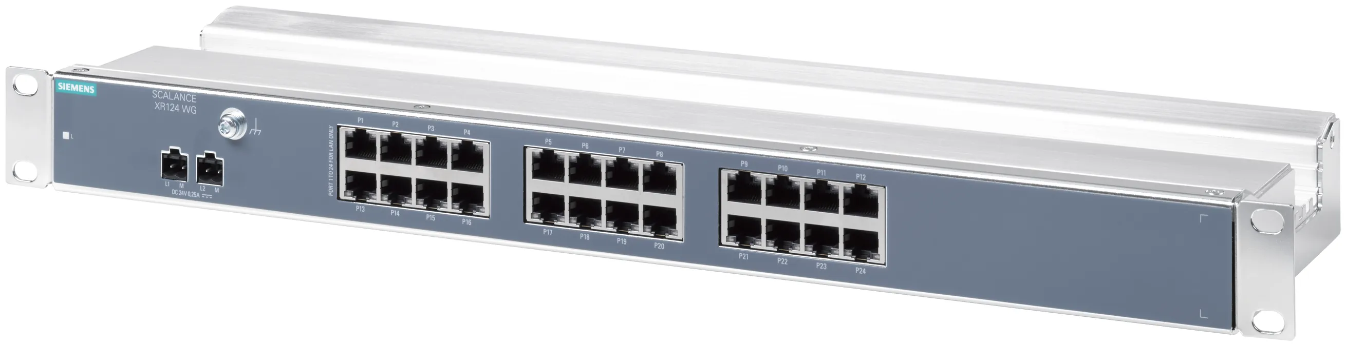 6GK5124-0BA00-2AR3 SCALANCE XR124WG niezarządzalny switch IE 19 cali rack 24 porty 10/100 Mbit/s DC