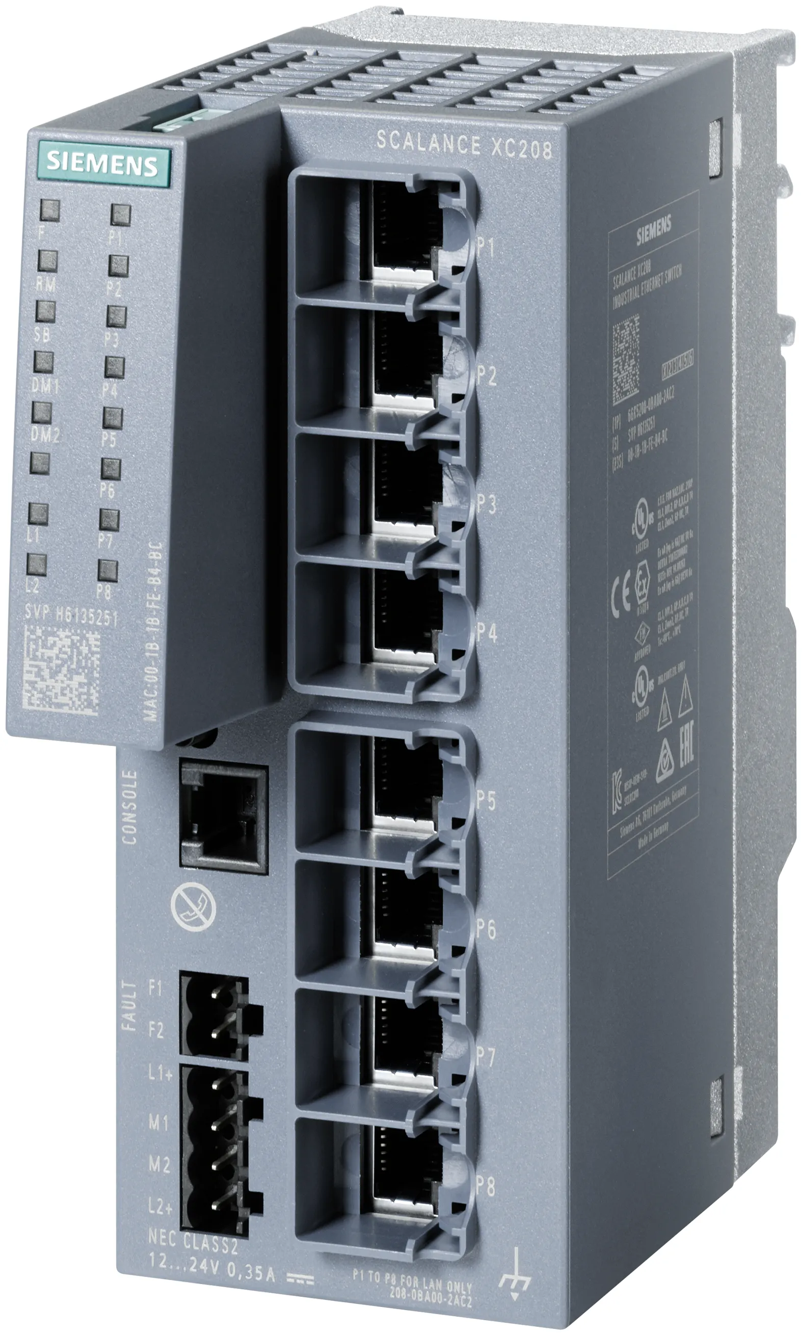 6GK5208-0BA00-2AC2 Zarządzalny przełącznik przemysłowy Ethernet warstwy 2 SCALANCE XC208