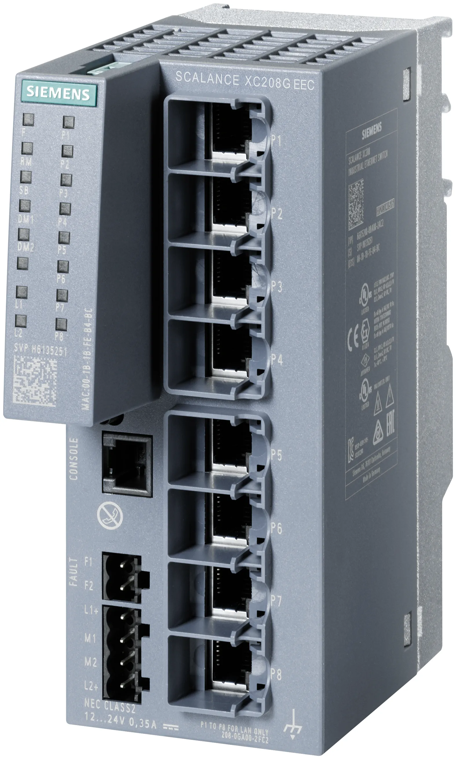 6GK5208-0GA00-2FC2 SCALANCE XC208G EEC zarządzalny przełącznik przemysłowy Ethernet warstwy 2