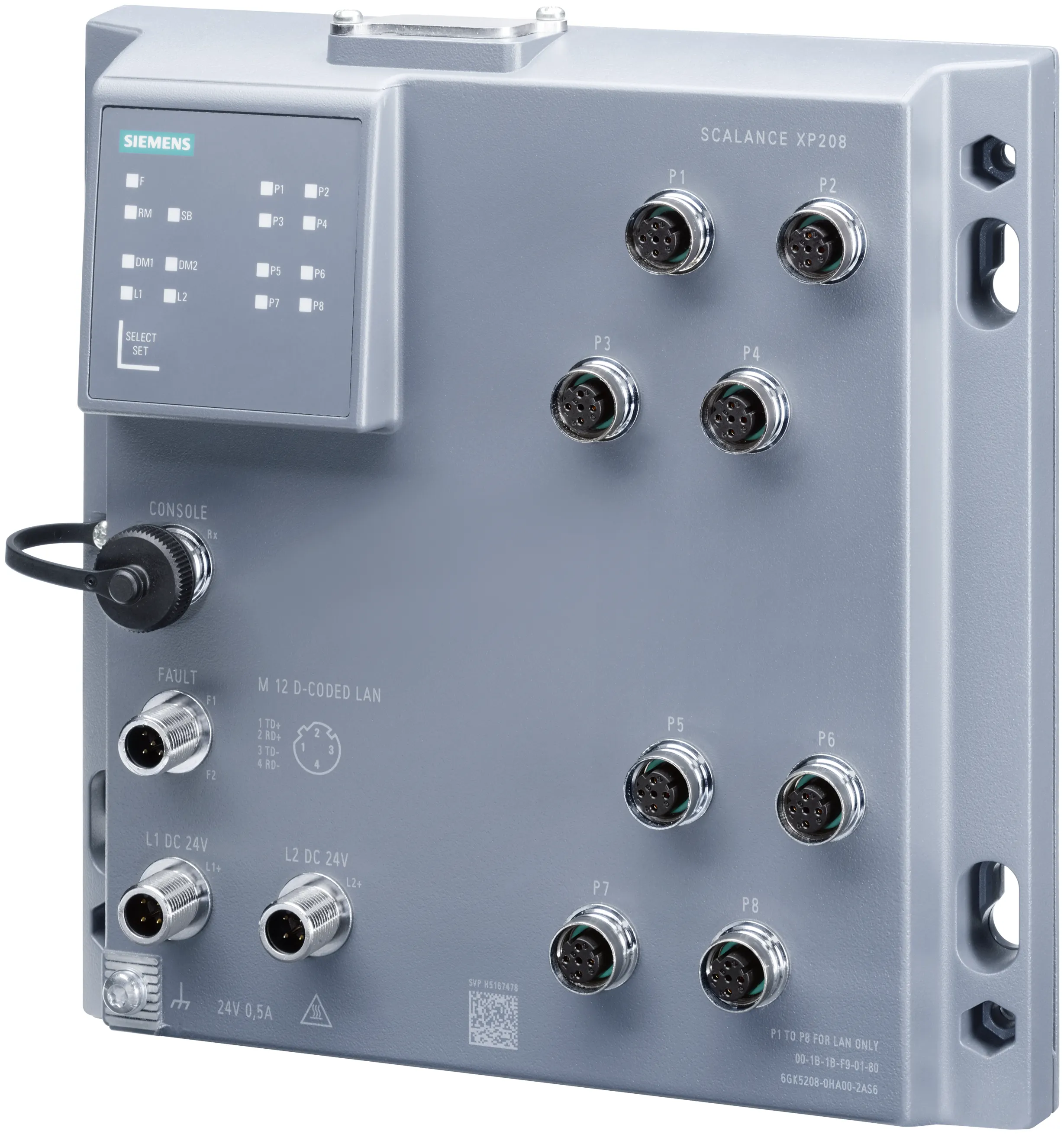 6GK5208-0HA00-2AS6 SCALANCE XP208 przemysłowy switch zarządzalny 8 portów 10/100 Mbit/s M12 IP65
