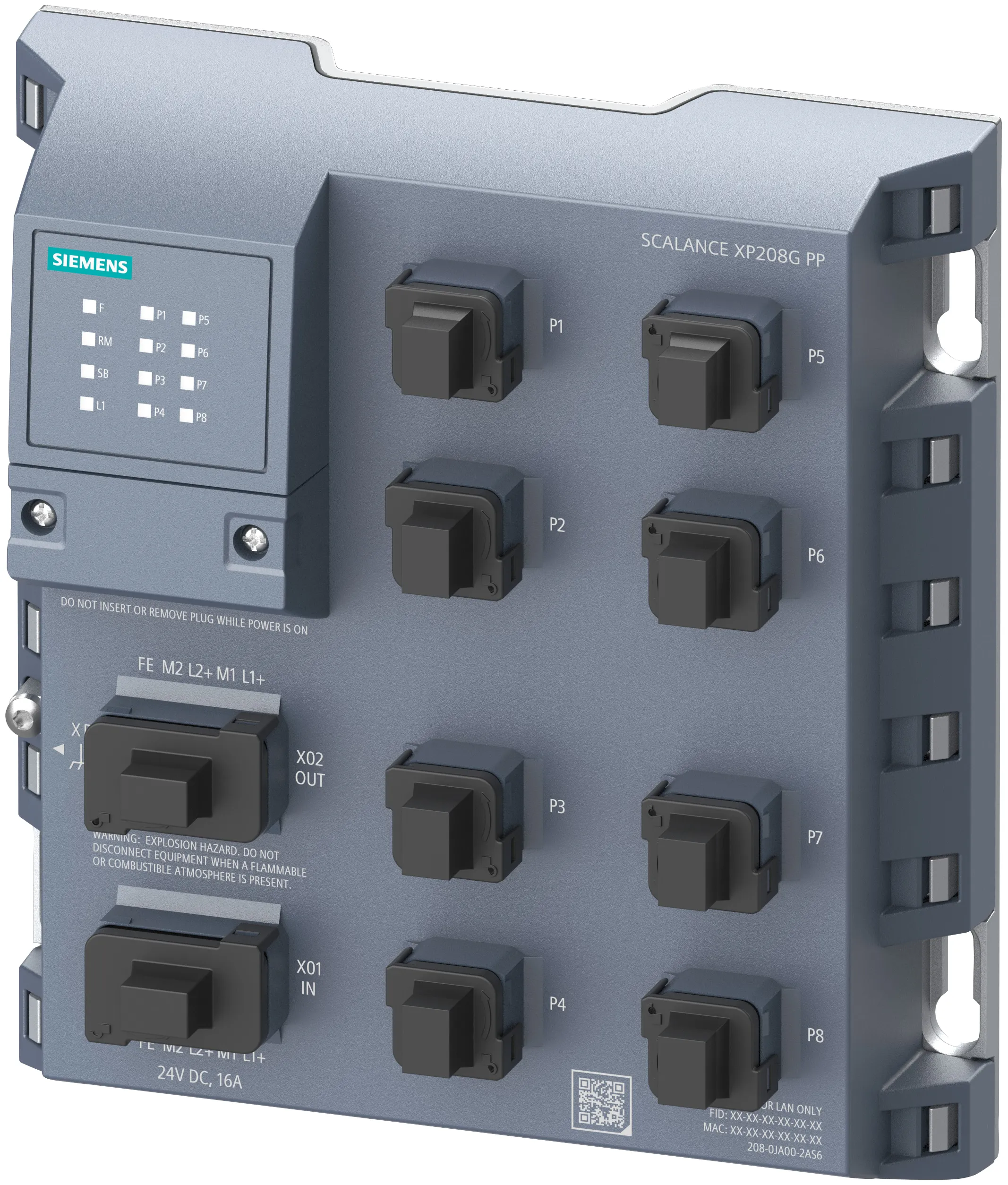 6GK5208-0JA00-2AS6 SCALANCE XP208G PP zarządzalny przełącznik przemysłowy 8 portów gigabitowych IP65