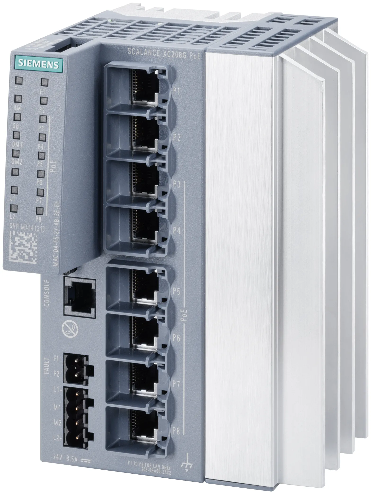 6GK5208-0RA00-2AC2 SCALANCE XC208G zarządzalny przełącznik przemysłowy Ethernet warstwy 2 z PoE