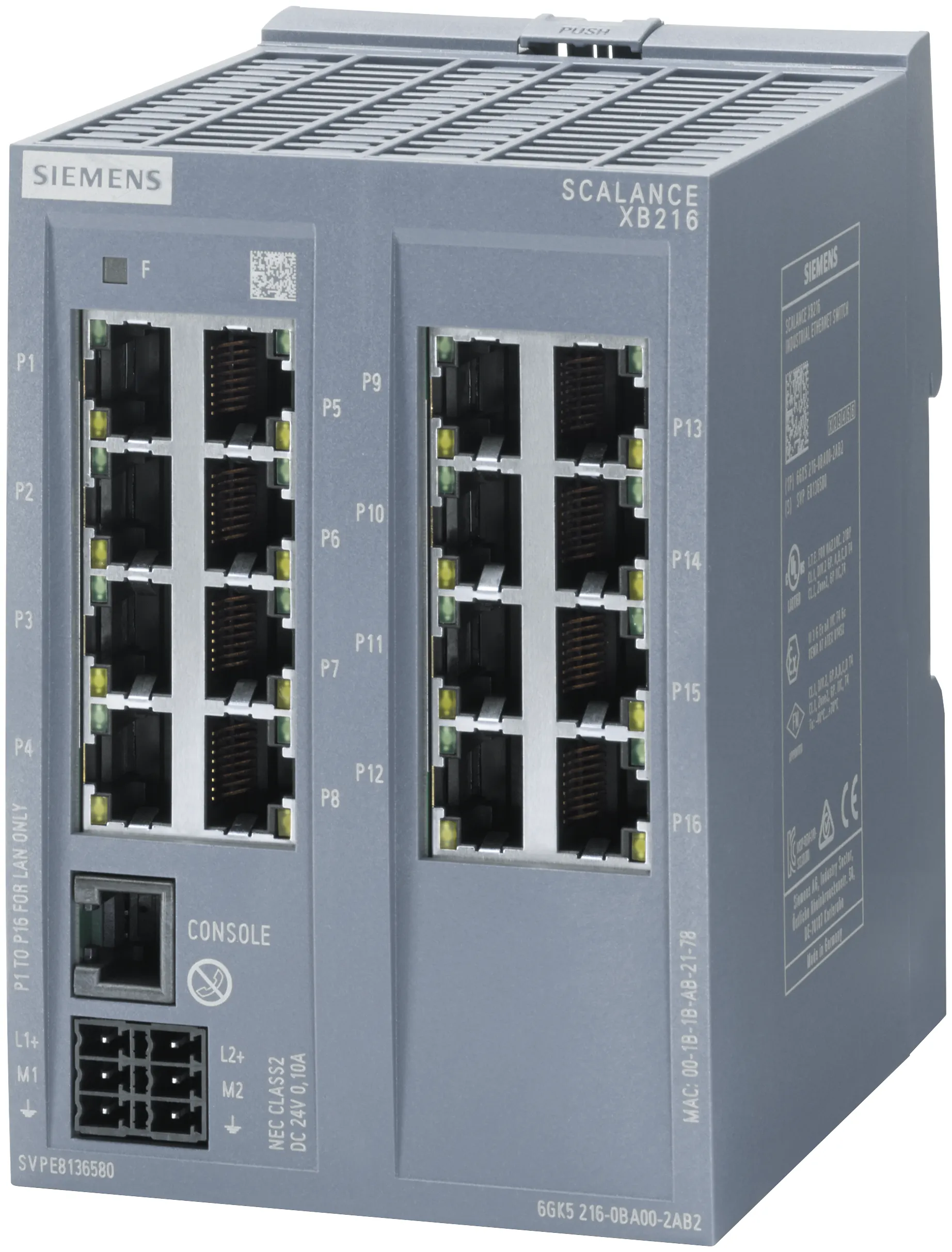 6GK5216-0BA00-2AB2 Przełącznik przemysłowy SCALANCE XB216 zarządzalny warstwy 2 16x 10/100 Mbit/s RJ45