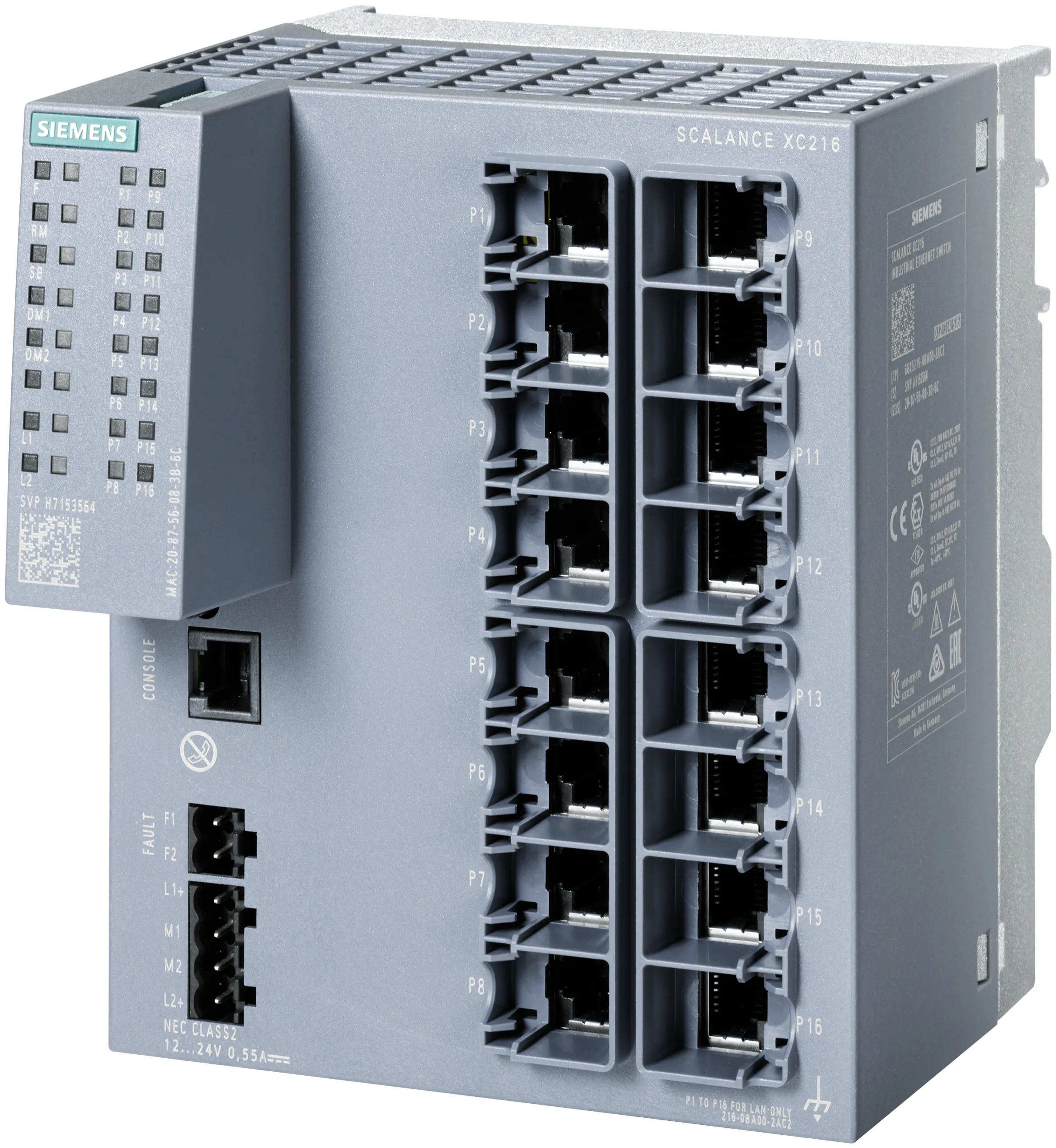 6GK5216-0BA00-2AC2 SCALANCE XC216 zarządzalny switch warstwy 2 16x 10/100 Mbit/s RJ45