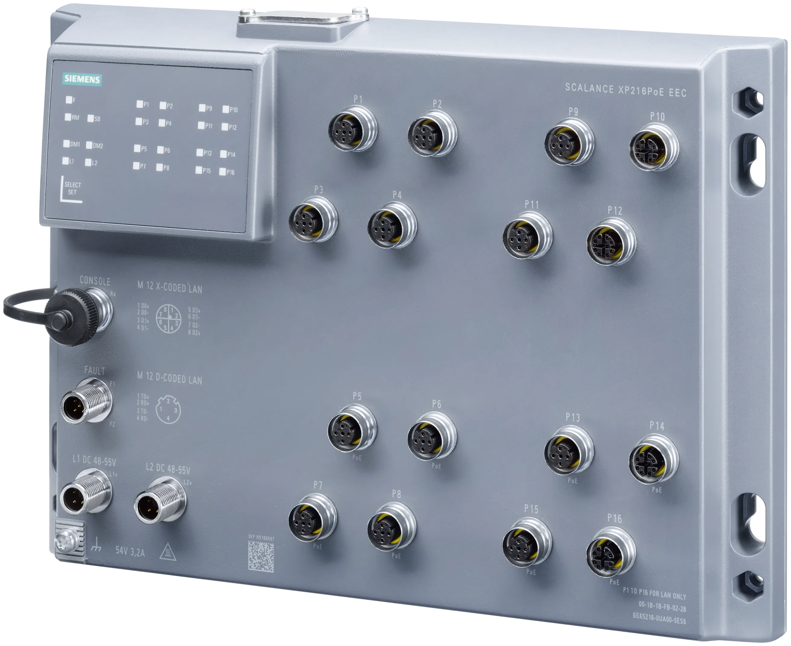 6GK5216-0UA00-5ES6 Scalance XP216POE EEC zarządzalny przełącznik IE 12x 10/100 M12 4x Gbit M12 IP65