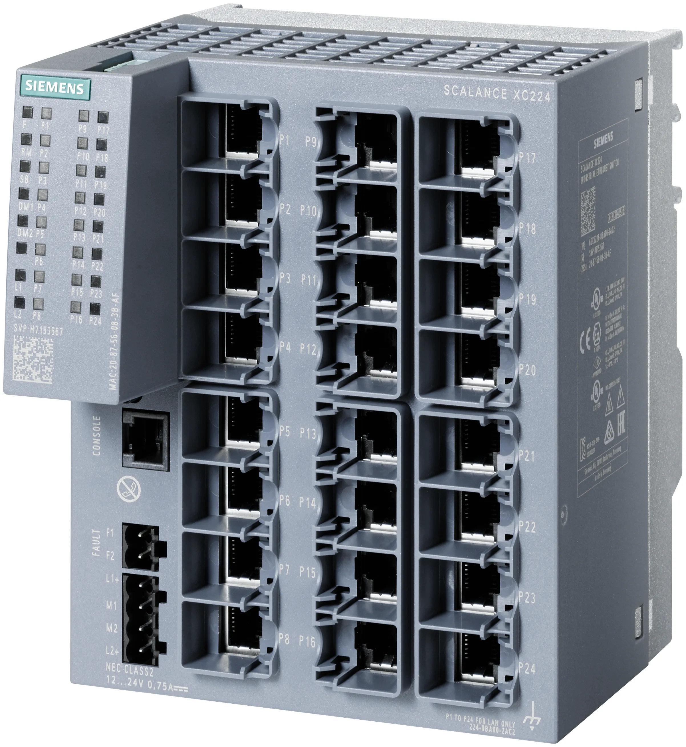 6GK5224-0BA00-2AC2 SCALANCE XC224 zarządzalny przełącznik warstwy 2 24 porty RJ45 10/100 Mbit/s