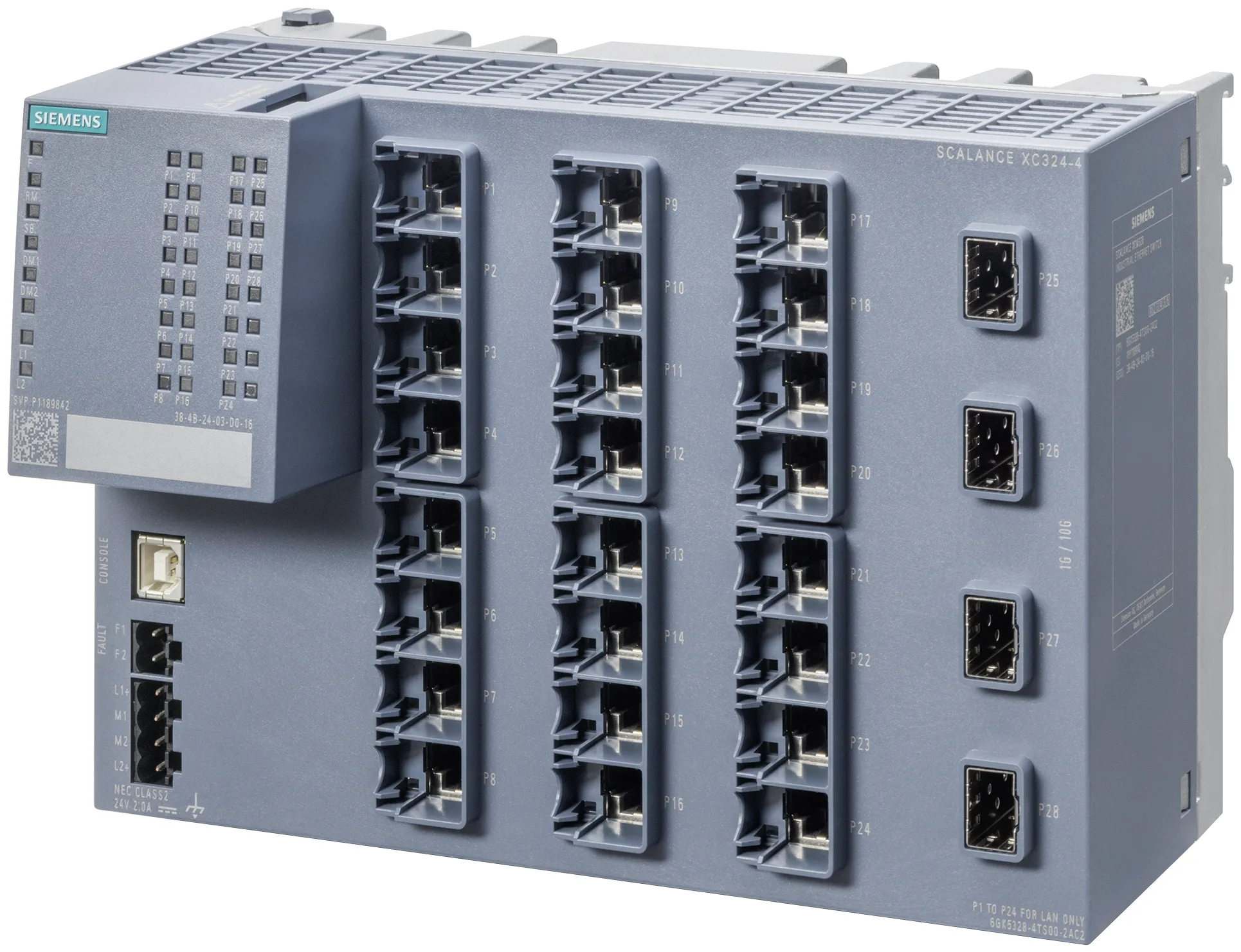 6GK5328-4TS00-2AC2 SCALANCE XC324-4 zarządzany przełącznik przemysłowy L2 24x RJ45 4x SFP+