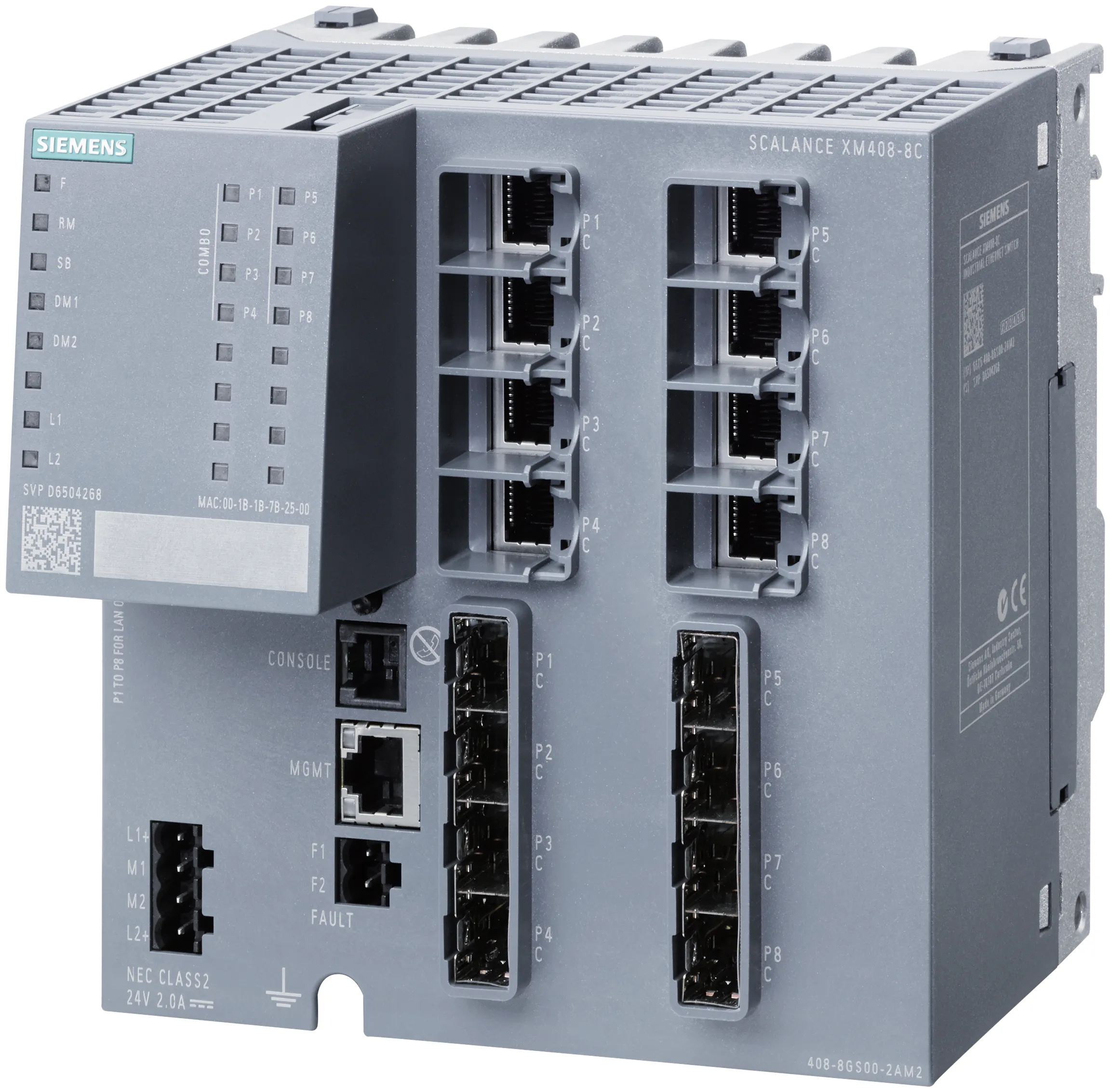 6GK5408-8GS00-2AM2 SCALANCE XM408-8C zarządzalny modułowy przełącznik IE 8 combo portów