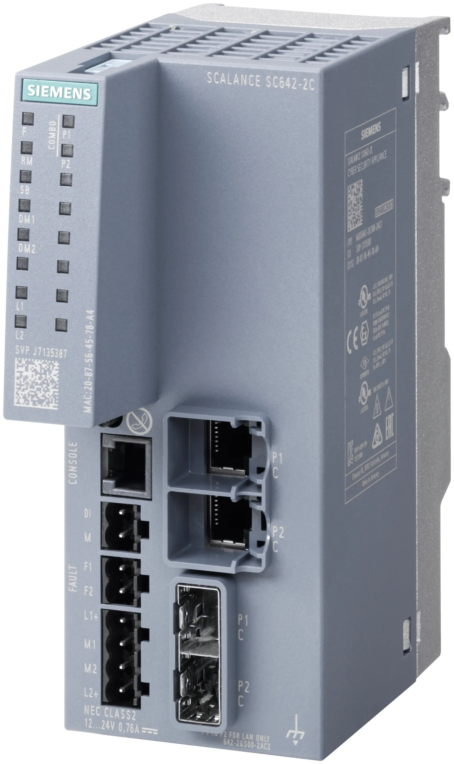 6GK5642-2GS00-2AC2 Scalance SC642-2C przemysłowe urządzenie bezpieczeństwa firewall VPN 2x port RJ45 SFP 1000 Mbit/s