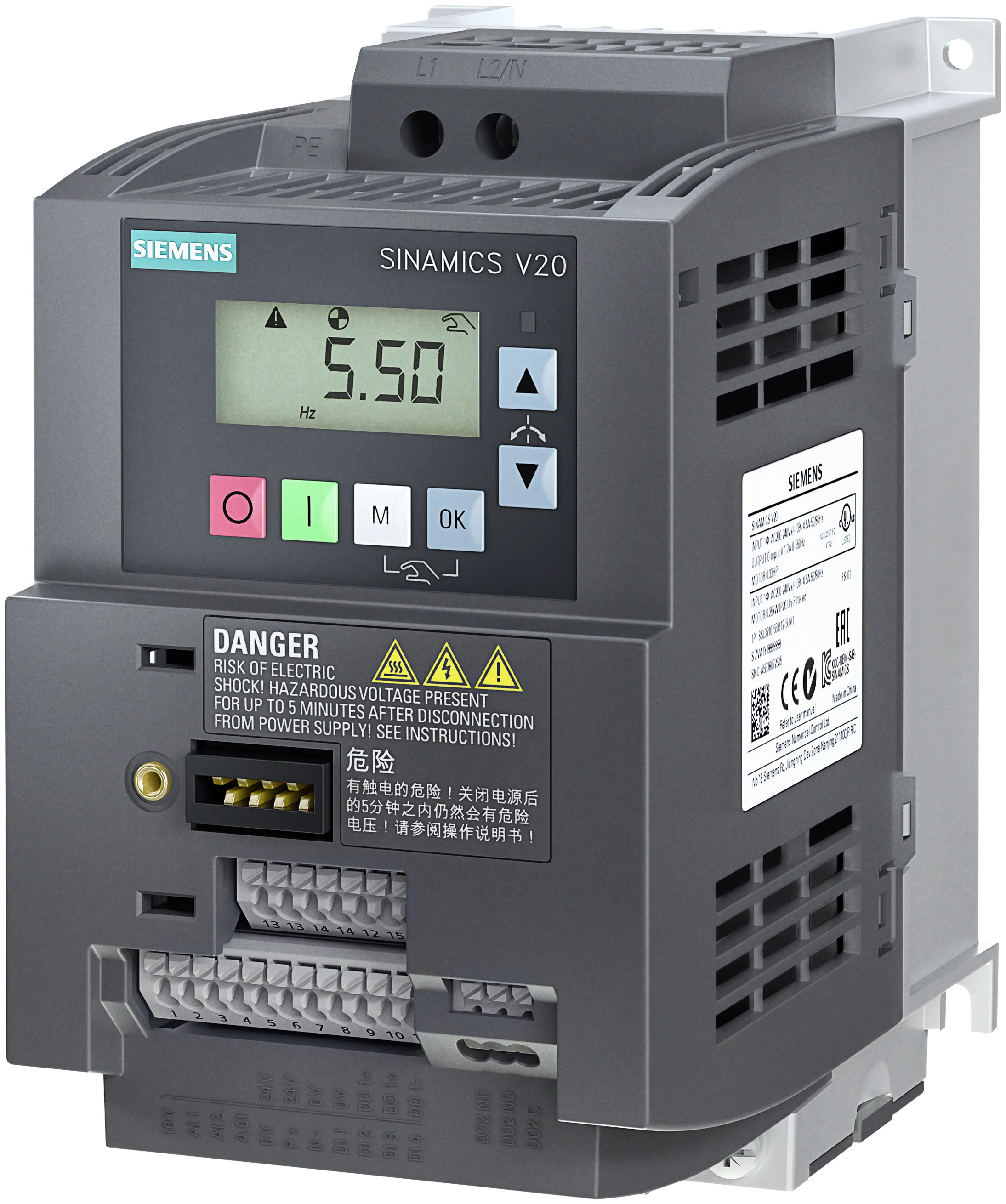 6SL3210-5BB21-5BV1 Siemens SINAMICS V20 falownik 1.5kw 1AC filtr C1