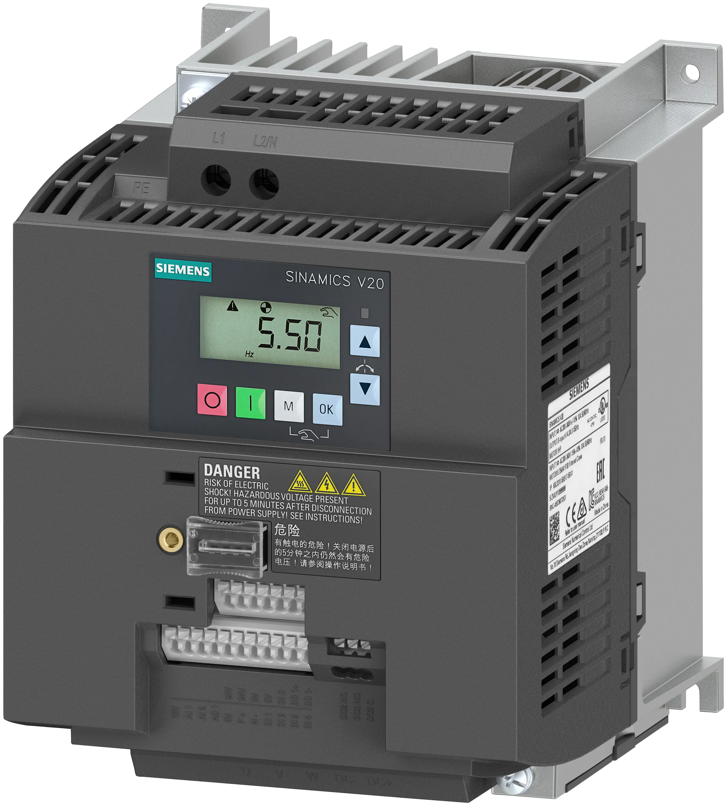 6SL3210-5BB22-2BV1 Siemens SINAMICS V20 falownik 2.2kw 1AC filtr C1